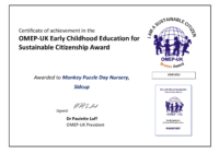 OMEP UK Bronze Award Certificate